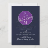 Invitation Mariage bleu marine violet (Devant)