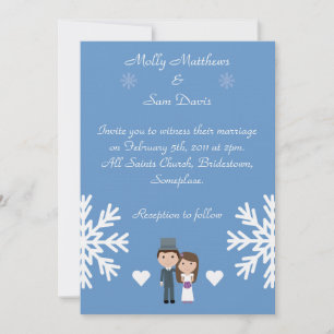 Invitation Mariage bleu mignon d'hiver de flocons de neige de