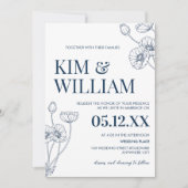 Invitation Mariage bleu minimaliste (Devant)