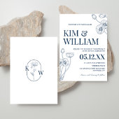 Invitation Mariage bleu minimaliste