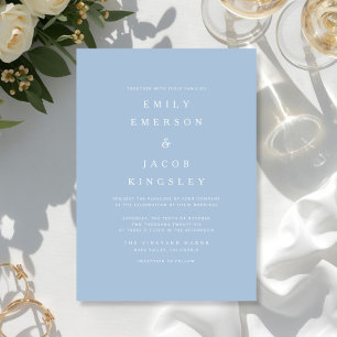 Invitation Mariage bleu minimaliste élégant