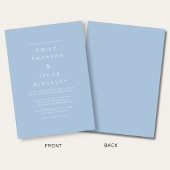 Invitation Mariage bleu minimaliste élégant
