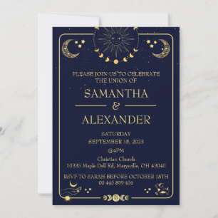 Invitation Mariage bleu minuit bleu céleste