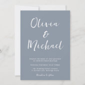 Invitation Mariage bleu moderne (Devant)