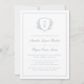 Invitation Mariage bleu monogramme (Devant)