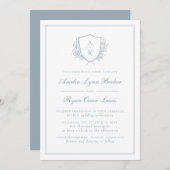 Invitation Mariage bleu monogramme (Devant / Derrière)