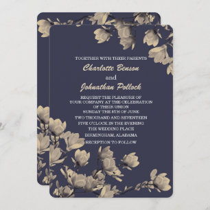 Invitation Mariage bleu nuit de Midnight aux Magnolias de Gre