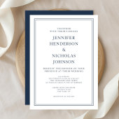 Invitation Mariage Bleu Nuit Élégant Classique