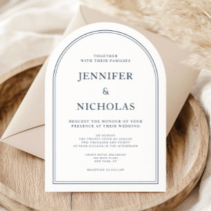 Invitation Mariage Bleu Nuit Formel Classique Élégant