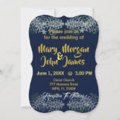 Invitation Mariage Bleu Nuit Or Argent Jaune (Devant)