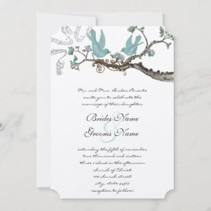 Invitation Mariage Bleu Oeuf de Rouge-Gorge Vintage