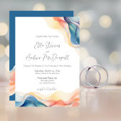 Invitation Mariage bleu onduleur Abstrait moderne