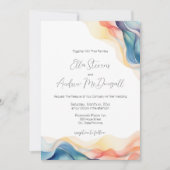 Invitation Mariage bleu onduleur Abstrait moderne (Devant)