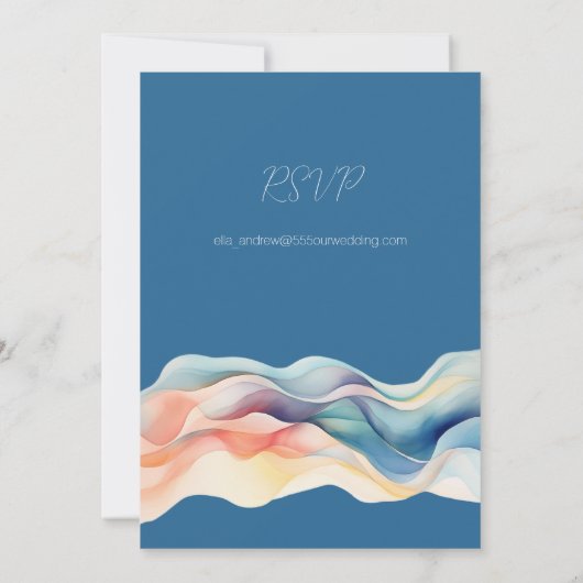Invitation Mariage bleu onduleur Abstrait moderne (Dos)