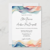 Invitation Mariage bleu onduleur Abstrait moderne (Devant)