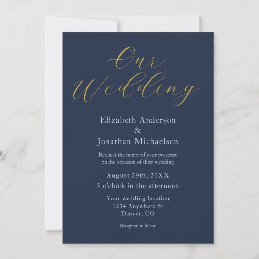 Invitation Mariage bleu opulent (Devant)