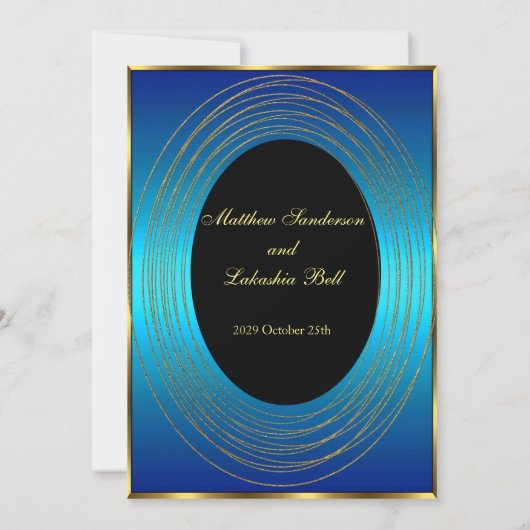 Invitation Mariage Bleu or Noir Élégant Moderne (Dos)