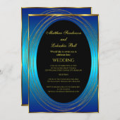 Invitation Mariage Bleu or Noir Élégant Moderne (Devant / Derrière)