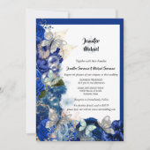 Invitation Mariage bleu orange bleu papillon de plage tropica (Devant)