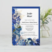 Invitation Mariage bleu orange bleu papillon de plage tropica (Debout devant)