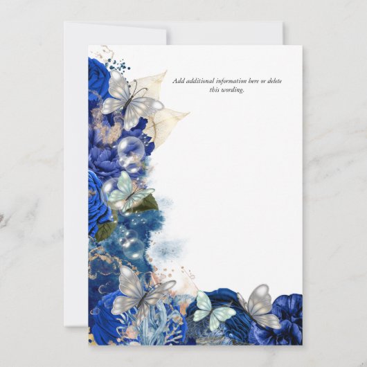 Invitation Mariage bleu orange bleu papillon de plage tropica (Dos)