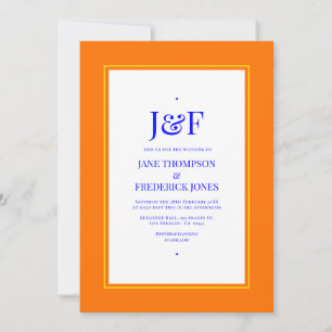Invitation Mariage bleu, orange et jaune
