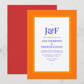 Invitation Mariage Bleu, Orange, Jaune et Rouge (Devant / Derrière)