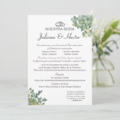 Invitation Mariage Bleu Pastel et Verdure  (Debout devant)