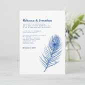 Invitation Mariage bleu Peacock minimaliste moderne (Debout devant)
