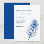 Invitation Mariage bleu Peacock minimaliste moderne (Devant / Derrière)