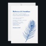 Invitation Mariage bleu Peacock minimaliste moderne<br><div class="desc">La carte de Faire-part de mariage minimale présente une illustration élégante de trait de plumes paon avec un thème de couleur bleu roi. Design typographique moderne et propre, cette invitation de mariage est prête pour vous à customiser avec les détails de votre journée spéciale. Fait partie d'une gamme toujours croissante...</div>