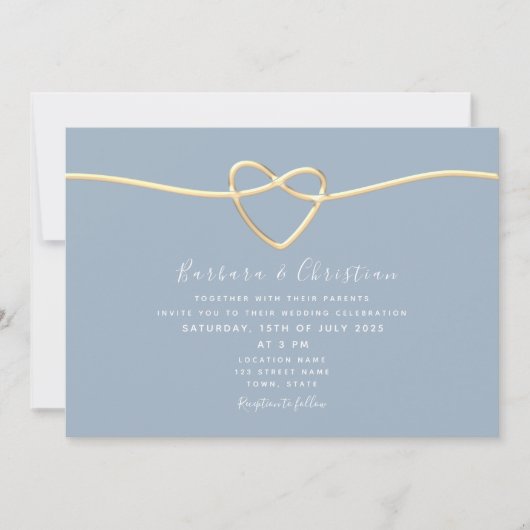 Invitation Mariage Bleu Poussiéreux (Devant)