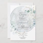 Invitation Mariage | Bleu Poussiéreux Amoureux de la Lune (Devant)