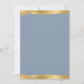 Invitation Mariage Bleu Poussiéreux Bord Déchiré Or Élégant (Dos)