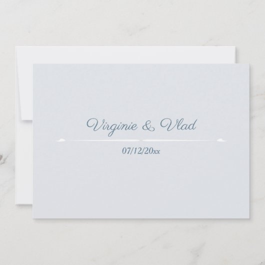 Invitation Mariage Bleu Poussiéreux Enregistrer La Date (Dos)