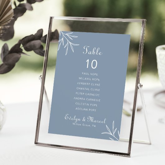 Invitation Mariage bleu poussiéreux minimal Tableau 10 Tablea