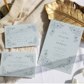 Invitation Mariage Bleu Poussiéreux Vintage