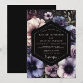 Invitation Mariage Bleu Prune Chiaroscuro (Devant / Derrière)