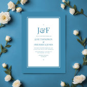 Invitation Mariage bleu rétro