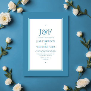 Invitation Mariage bleu rétro