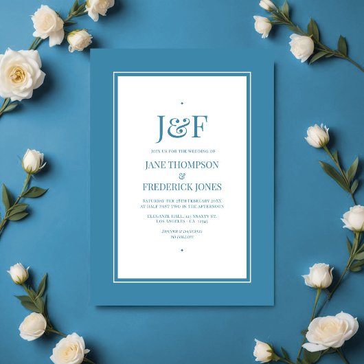 Invitation Mariage bleu rétro