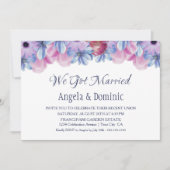 Invitation Mariage Bleu Rose Fleurs Réception de Mariage (Devant)