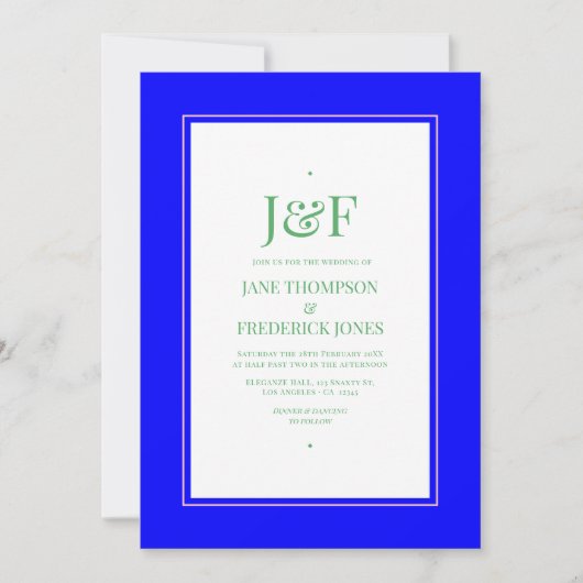 Invitation Mariage bleu, rose, orange et vert (Devant)