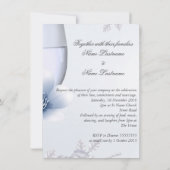 Invitation Mariage Bleu roses argentées fleurissent (Dos)