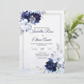 Invitation Mariage Bleu Royal Blanc Et Argent (Debout devant)