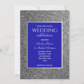 Invitation Mariage Bleu Royal et Argent (Devant)