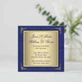 Invitation Mariage Bleu Royal et Or (Debout devant)