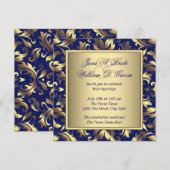 Invitation Mariage Bleu Royal et Or (Devant / Derrière)