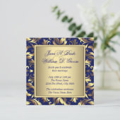 Invitation Mariage Bleu Royal et Or (Debout devant)
