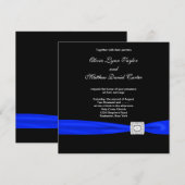 Invitation Mariage Bleu Royal Noir Bleu (Devant / Derrière)